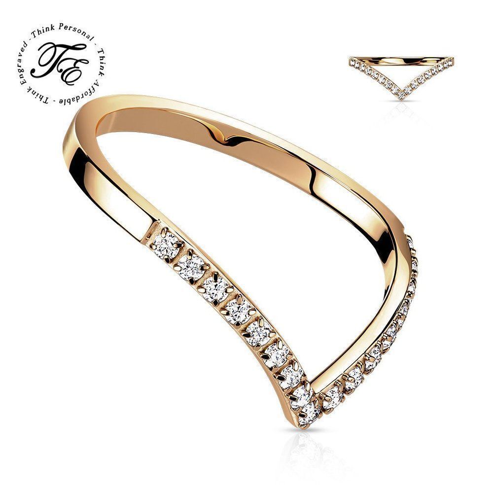 Women's Rose gold Dainty Chevron Promise Ring